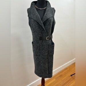 619. Rino & Pelle Gray Sleeveless Belted Vest